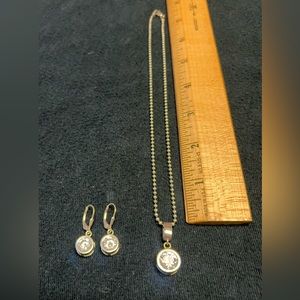 R. H. Macy’s, Earring/Necklace Set. Silver and Cubic Zirconia.